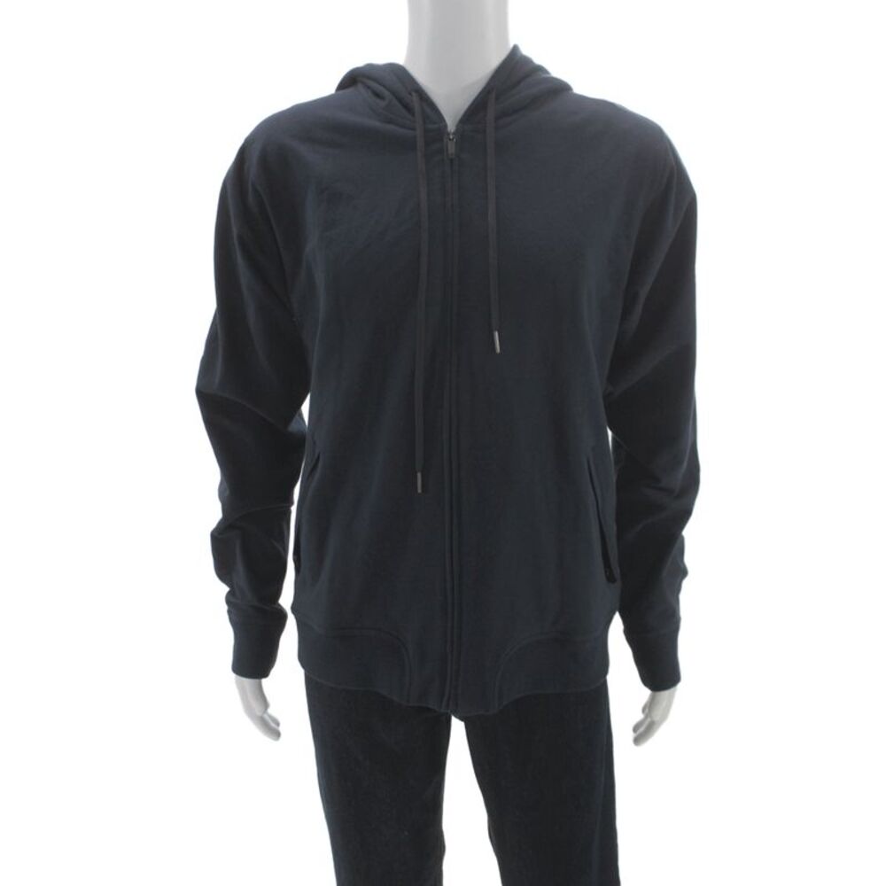 Mack Weldon Mens Full-zip Hoodie Dark Blue Cotton Spandex Drawstring Size XL